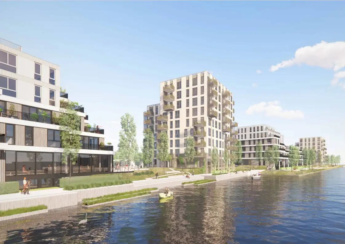 Toekomstvisie Noordhollandsch Kanaal met moderne woongebouwen